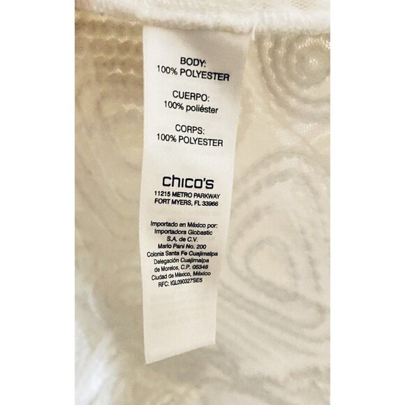 Chicos Travelers 2 Womens L 12 Braided Stitch Open Jacket Ivory White Mesh Boho - Picture 6 of 8